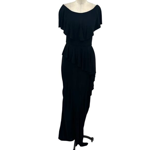Rickie Freeman For Teri Jon Dress Formal Gown Ruffle Off-Shoulder Black Size 6 - Picture 1 of 13